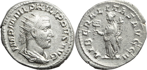 Ancient Roman coin of Philip I silver antoninianus - LIBERALITAS AVGG II